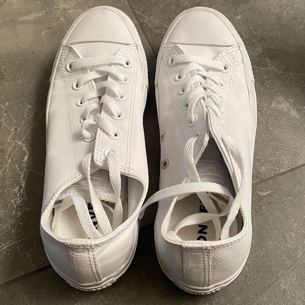 Unisex white leather converse